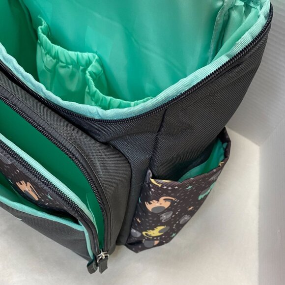 Baby Boom Elephant Print Diaper Bag Backpack With Multiple Pockets & Pacifier Ho - Picture 7 of 12